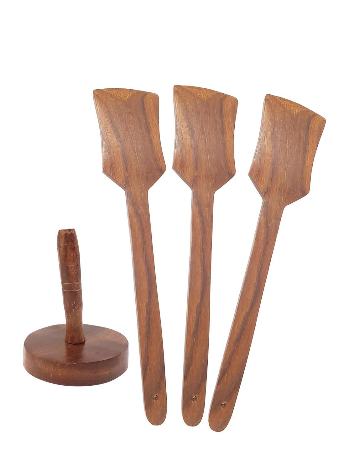 buzykart® wooden sheesham ladel set of 3 +1 masher