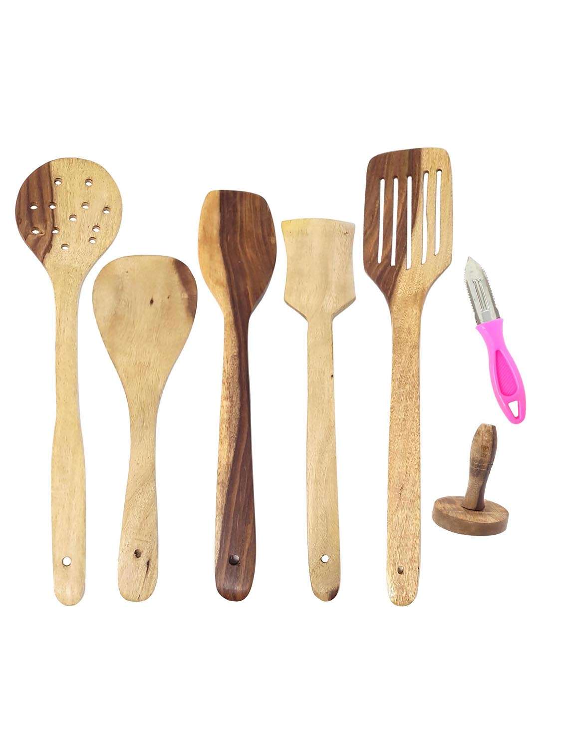 buzykart® wooden skimmer set of 5 + masher + peeler