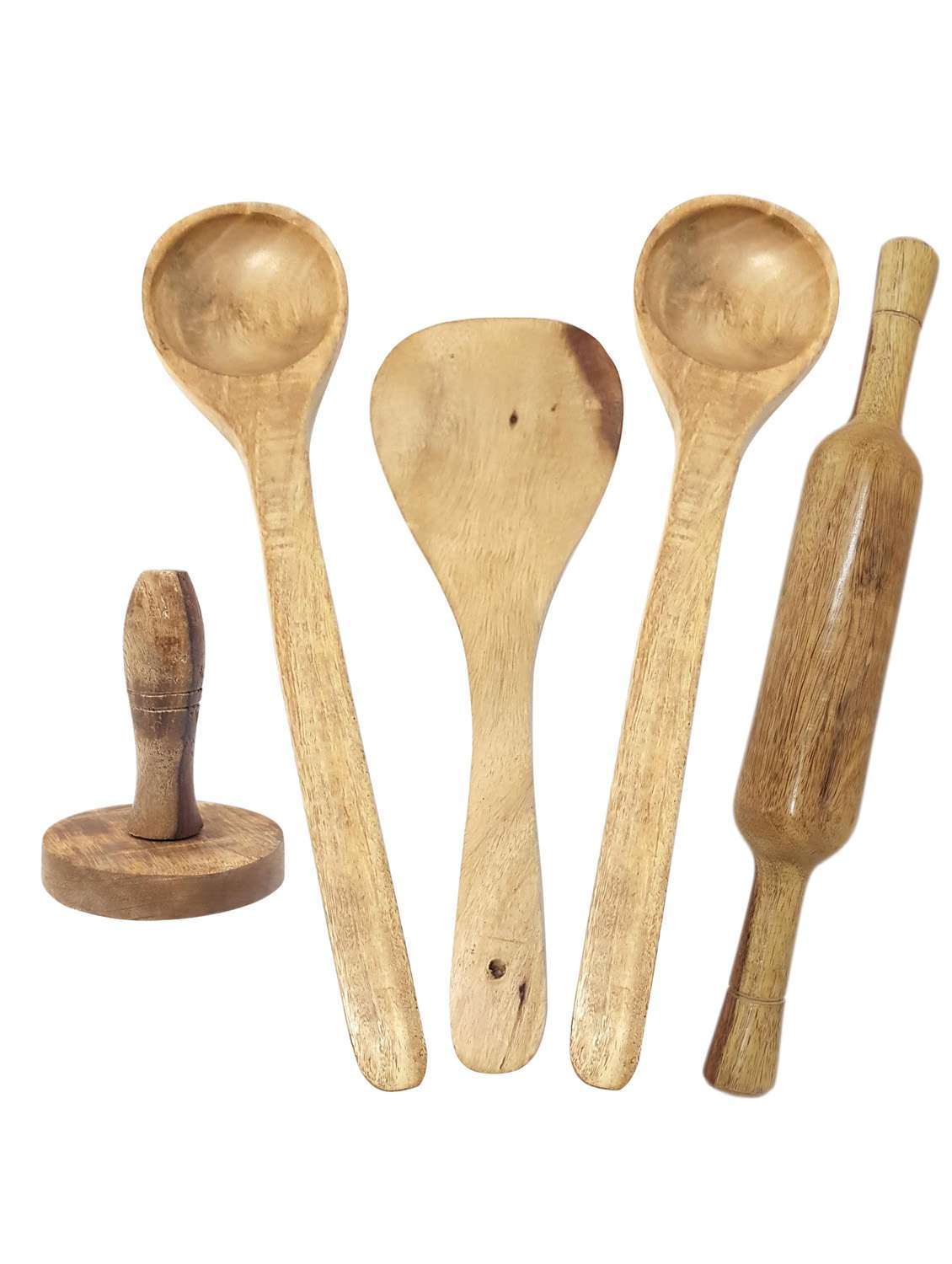 buzykart® wooden 3 ladles, 1 masher & 1 rolling pin