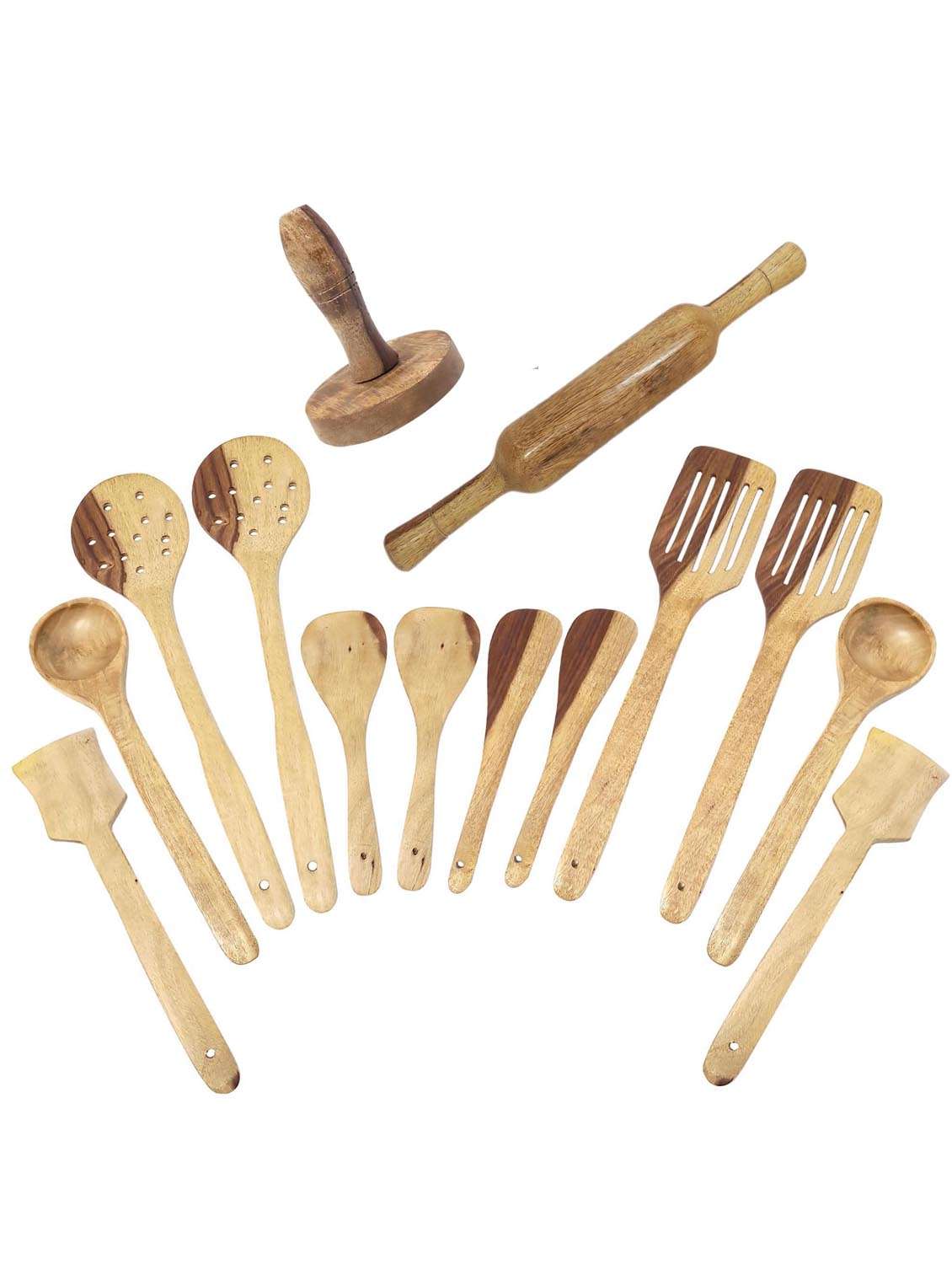 buzykart® wooden kitchen tools set of 14
