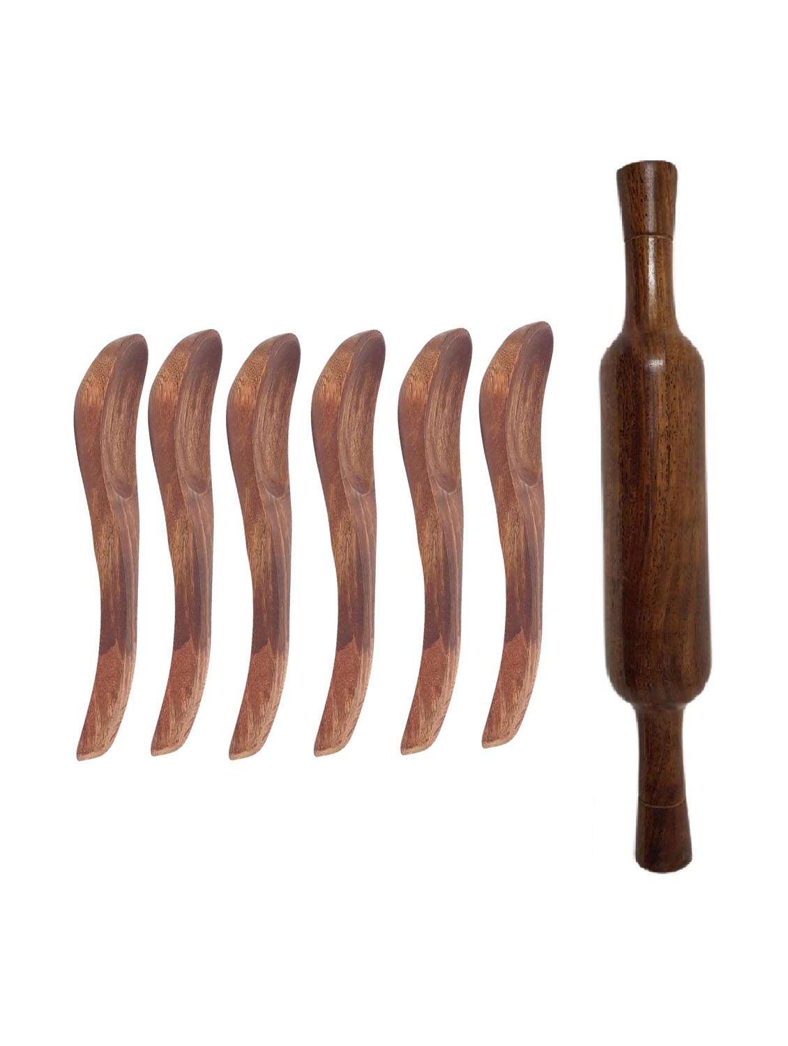 buzykart® wooden 6 soup spoons and rolling pin