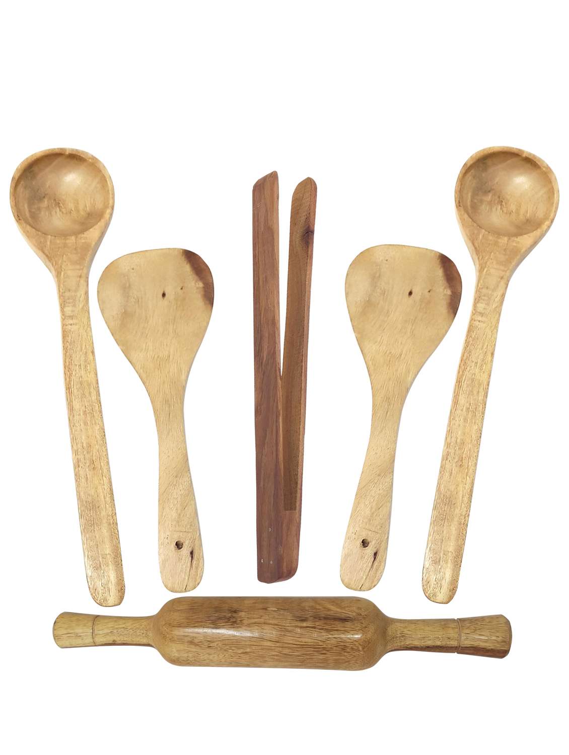 buzykart® wooden ladles, rolling pin and chimta