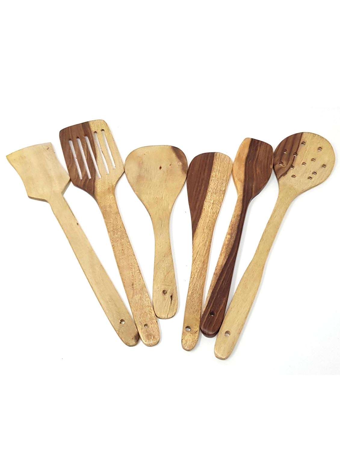 buzykart�� brown wooden ladle set of 6