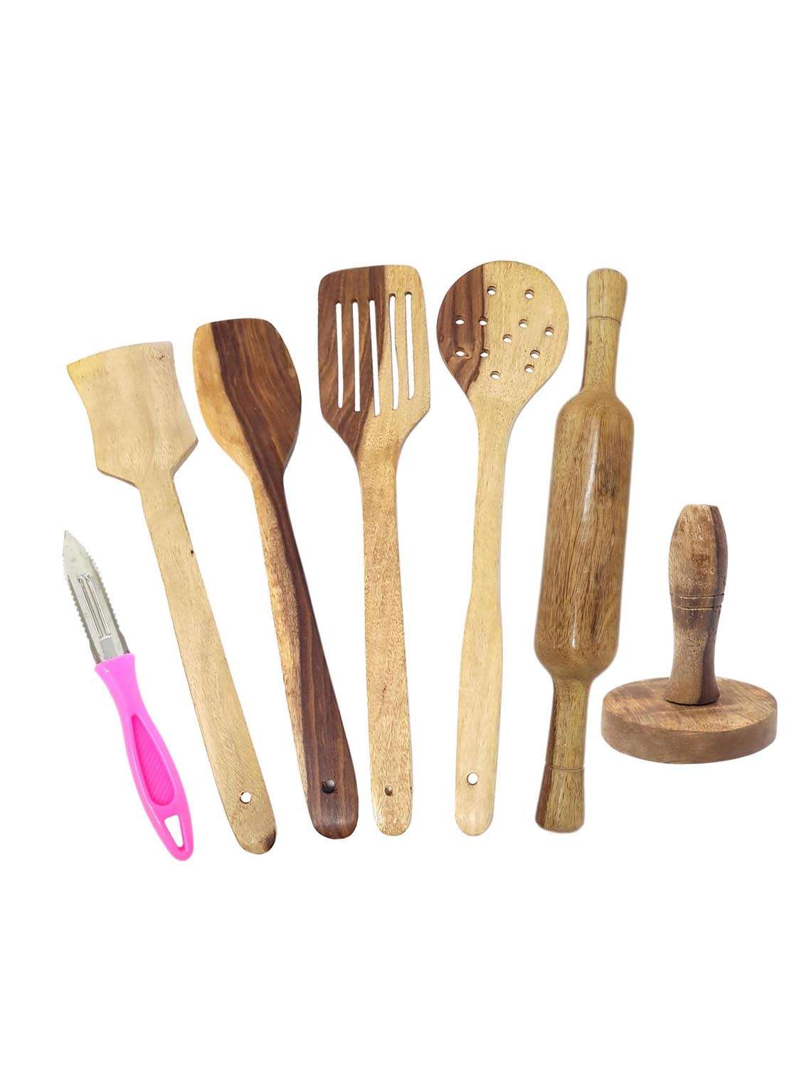 buzykart® brown wooden skimmer set of 7