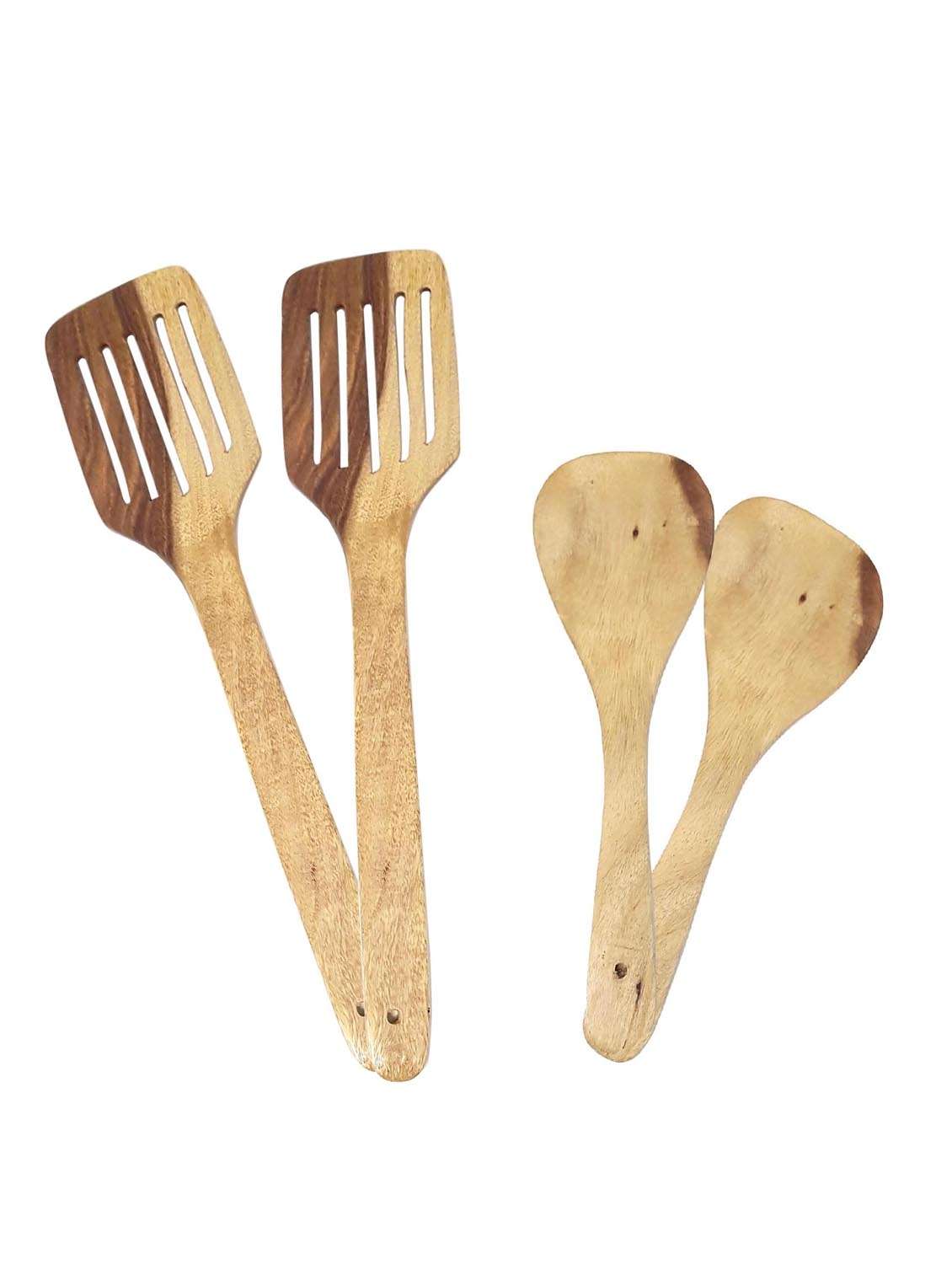 buzykart® wooden handmade serving and cooking spoon pack of 4