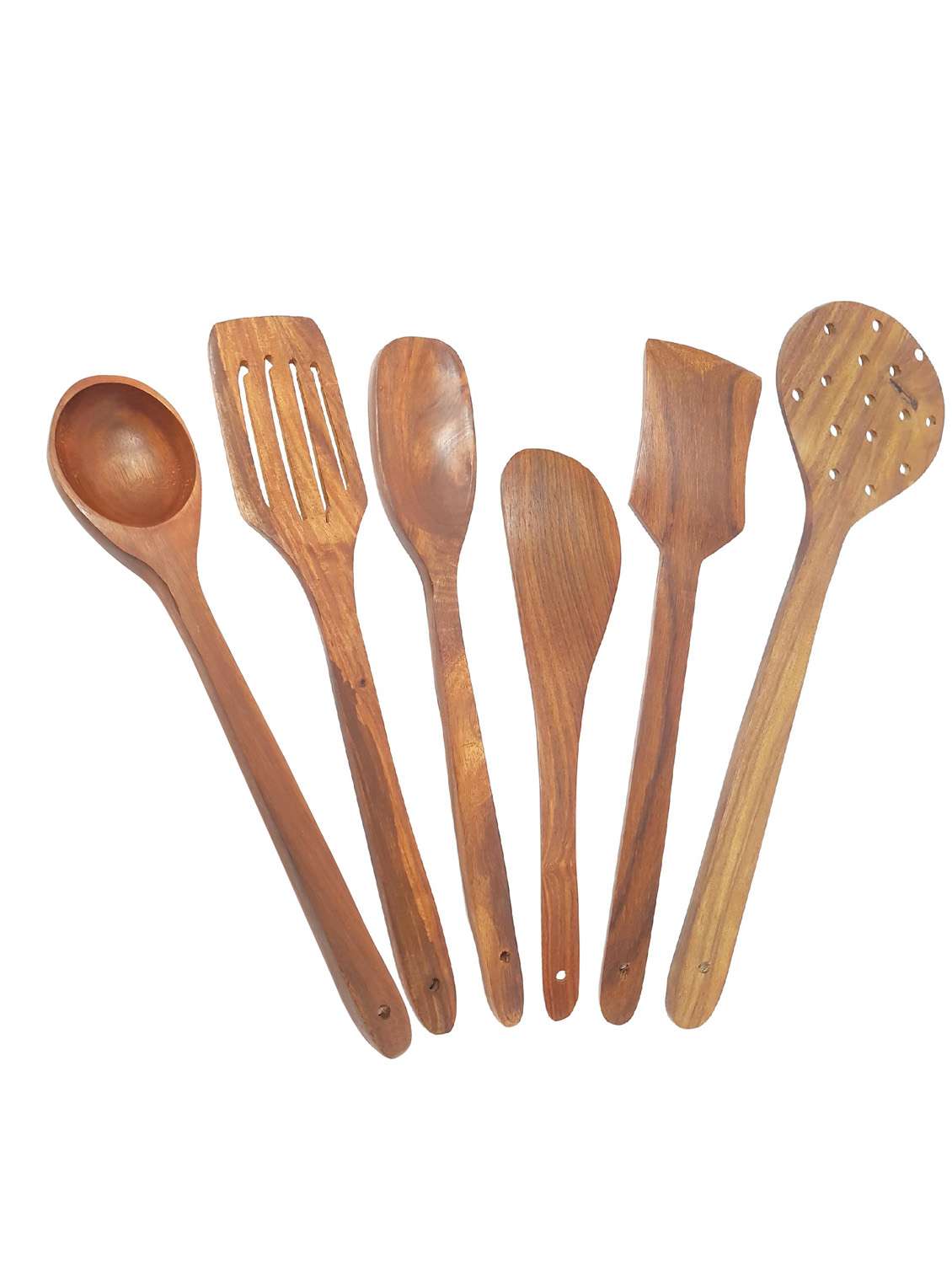 buzykart�� brown wooden ladle - set of 6