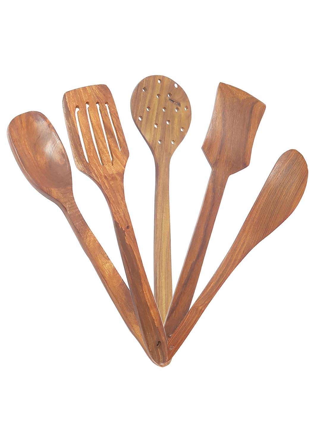 buzykart�� brown wooden ladle set of 5