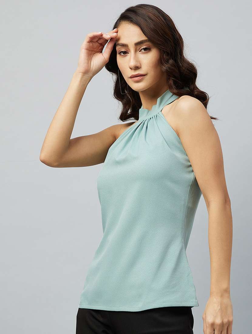 halter neck solid  top - 18219507 -  Standard Image - 1