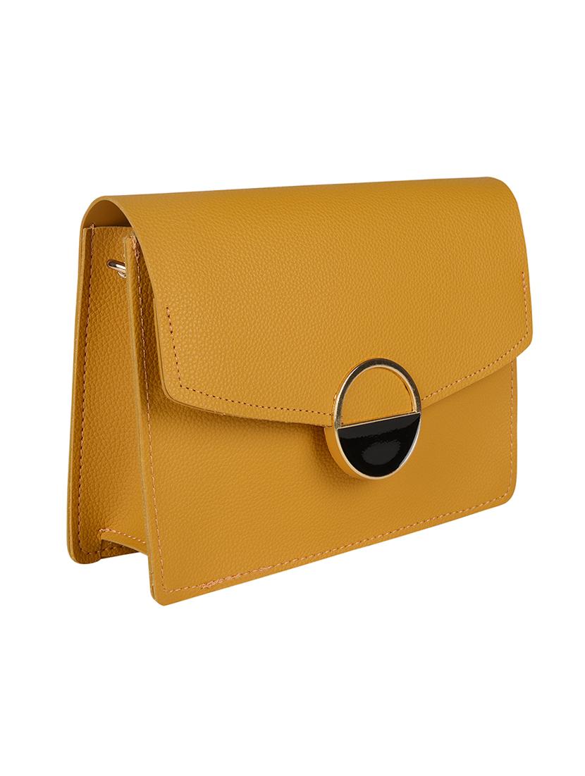 yellow leatherette (pu) sling bag - 18219518 - Standard Image - 4