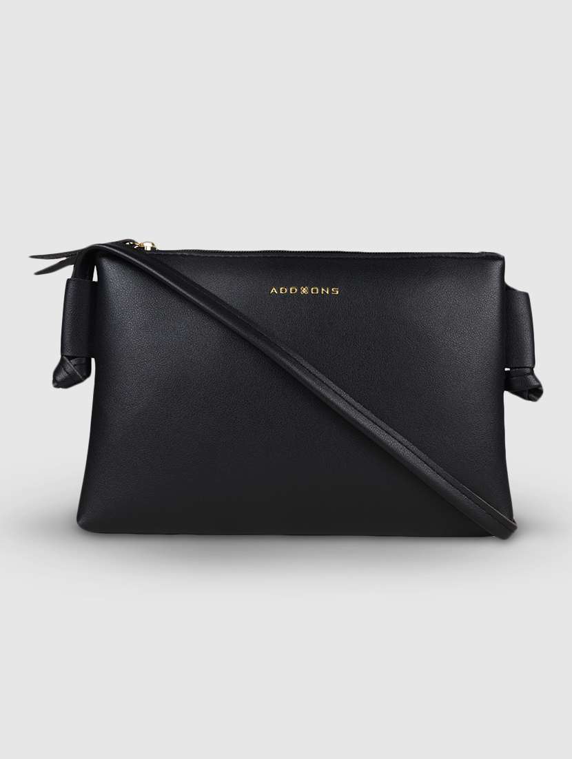 black solid regular sling bag