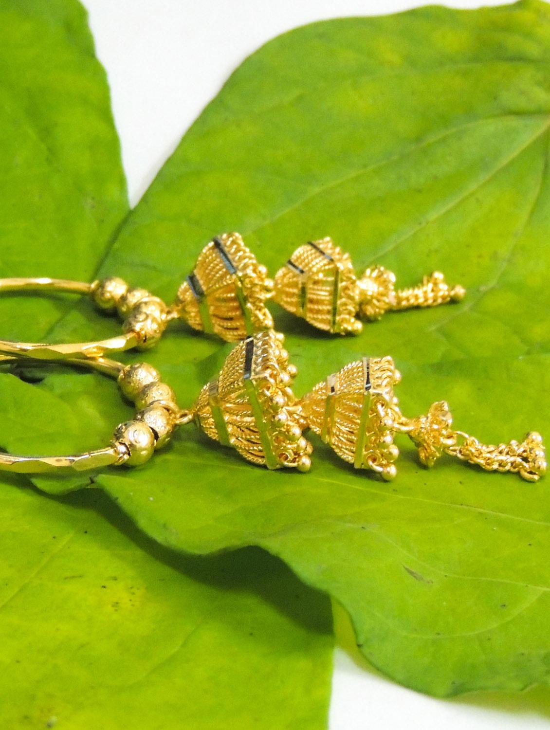 gold brass jhumka earring - 18220678 -  Standard Image - 1