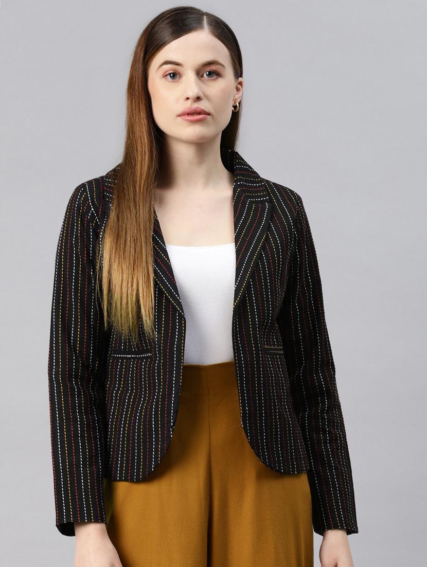 open-front lapel-collared kantha formal blazer - 18221305 - Zoom Image - 0