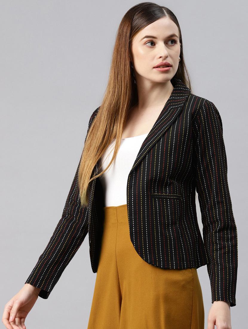 open-front lapel-collared kantha formal blazer - 18221305 - Standard Image - 1