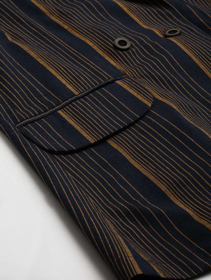 single-breasted lapel-collared striped formal blazer - 18221310 -  Standard Image - 4