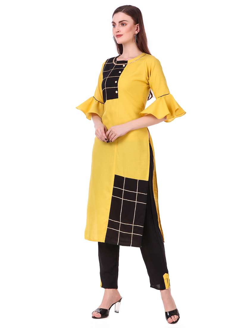 multi colored cotton blend kurta - 18221366 -  Standard Image - 1