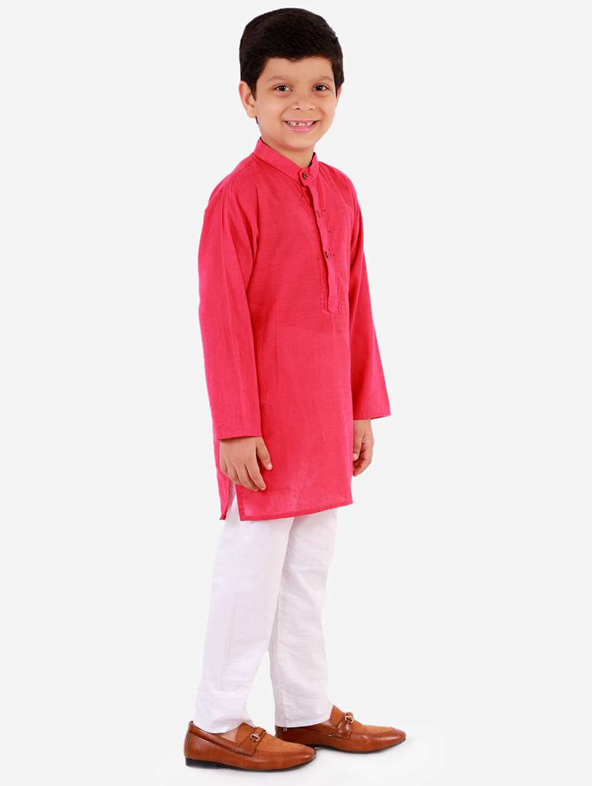 pink solid kurta pajama set - 18221755 - Standard Image - 1