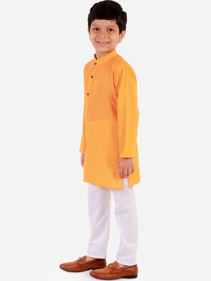 orange solid kurta set - 18221759 - Standard Image - 1