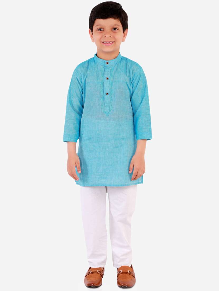 light blue solid kurta set