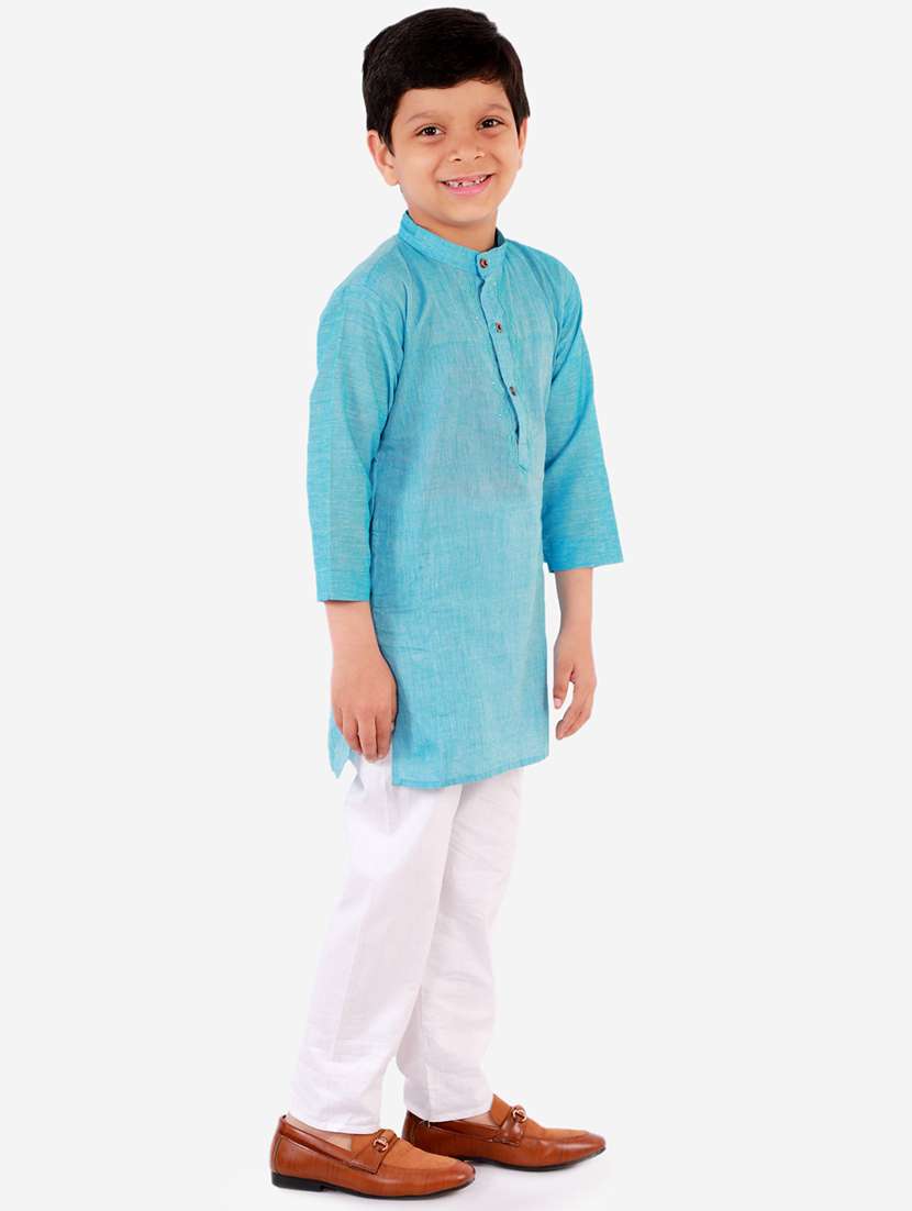 light blue solid kurta set - 18221761 - Standard Image - 1