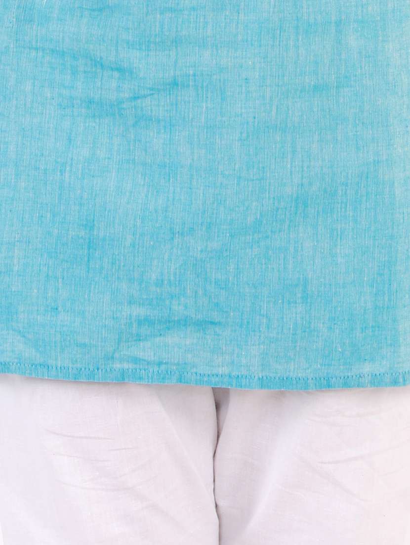light blue solid kurta set - 18221761 - Standard Image - 4