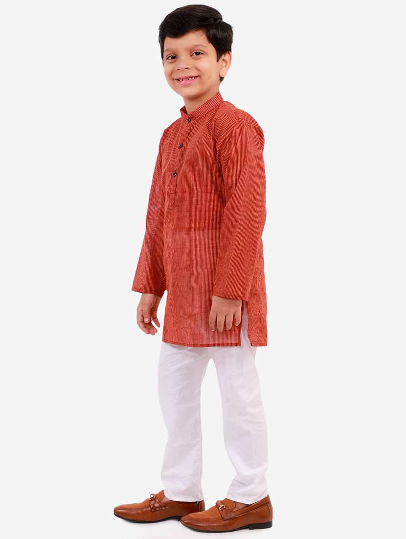 brown stripe kurta set - 18221763 -  Standard Image - 1