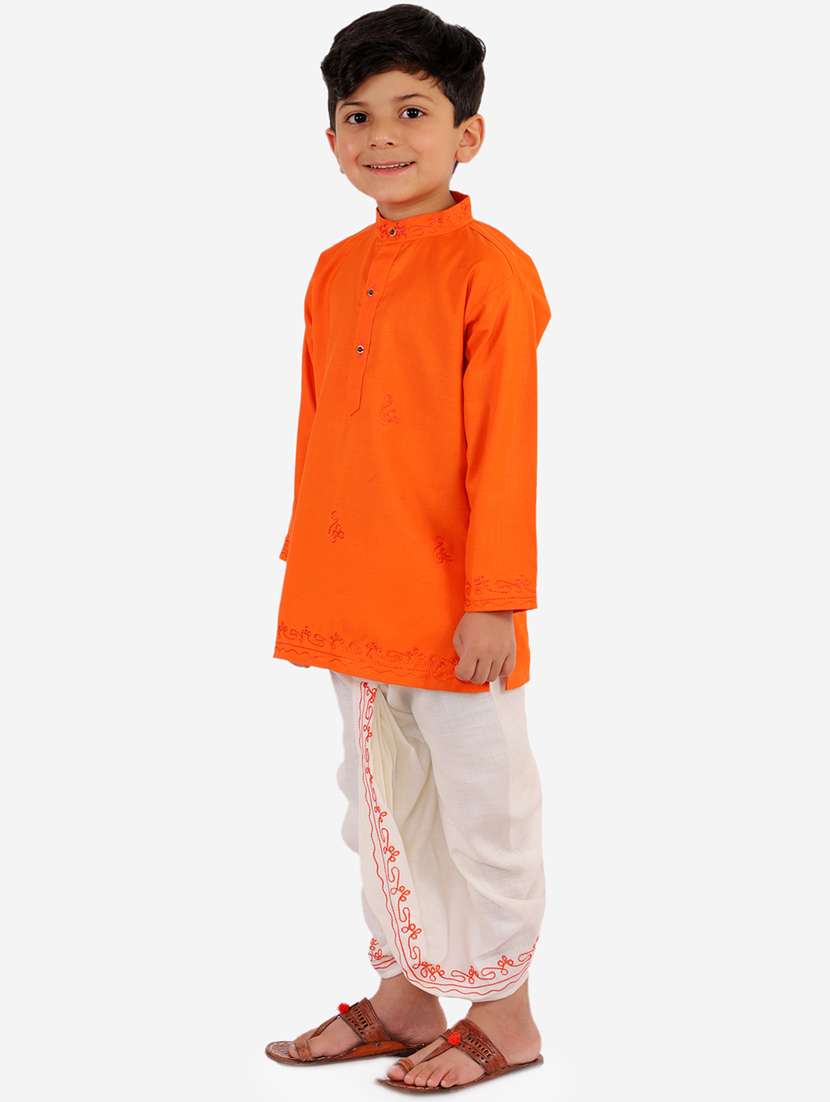 orange solid kurta set - 18221767 - Standard Image - 1