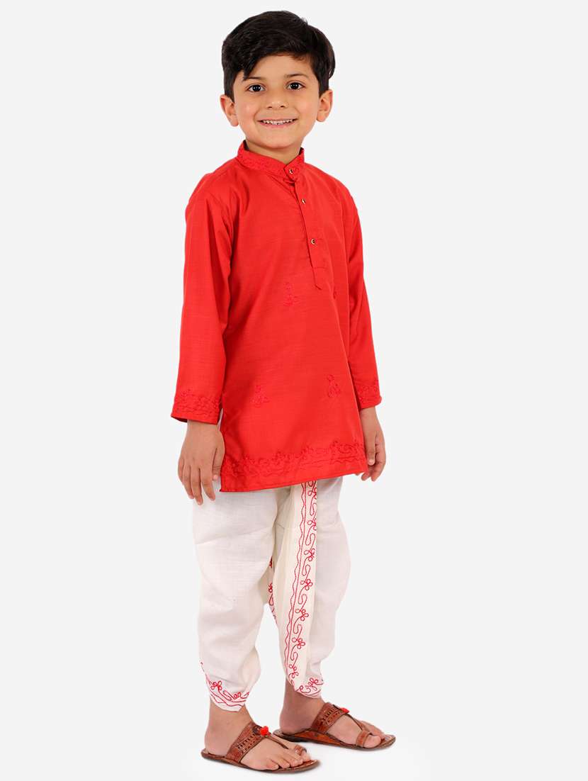 red solid kurta set - 18221768 -  Standard Image - 1