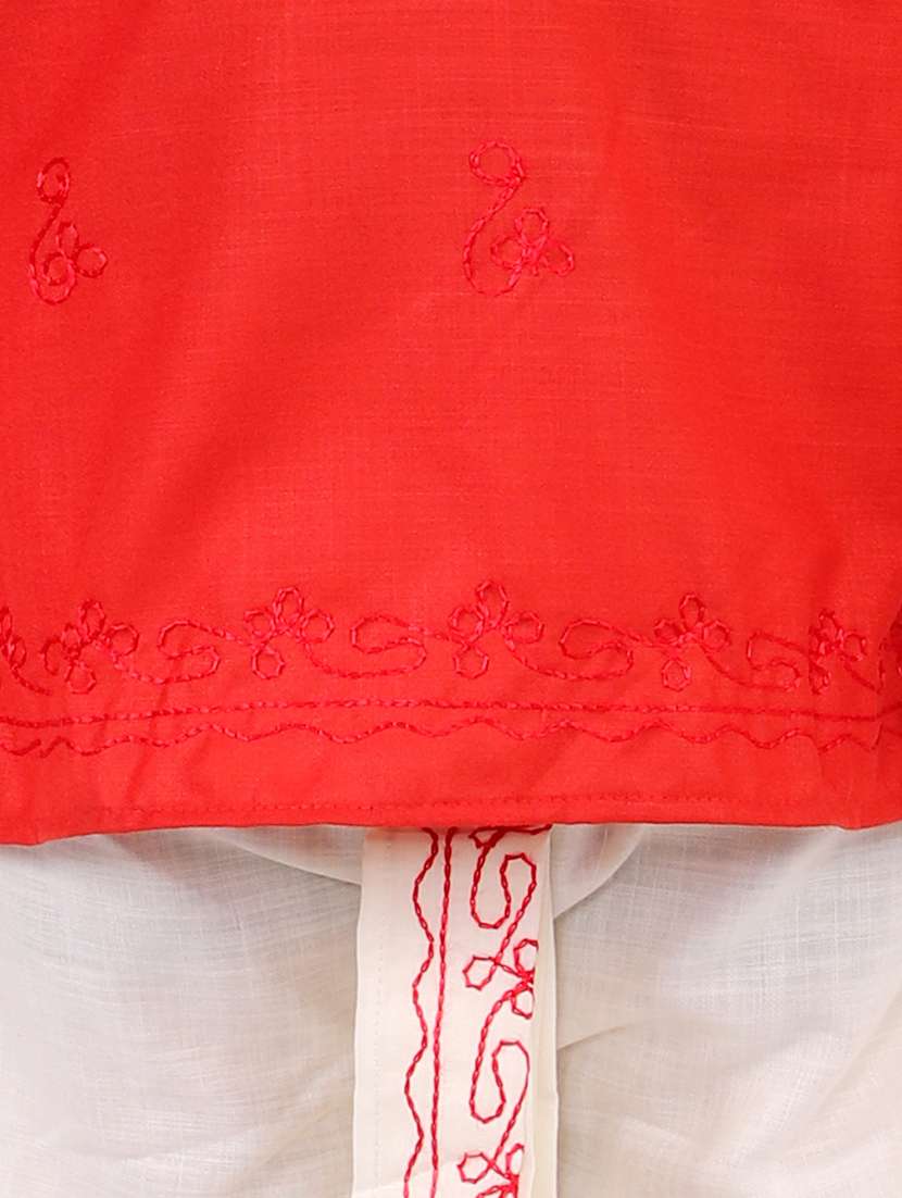 red solid kurta set - 18221768 - Standard Image - 4