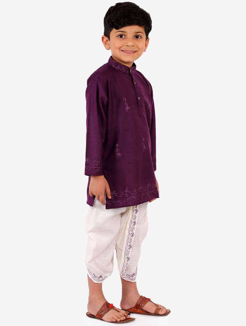 purple solid kurta set - 18221769 - Standard Image - 1