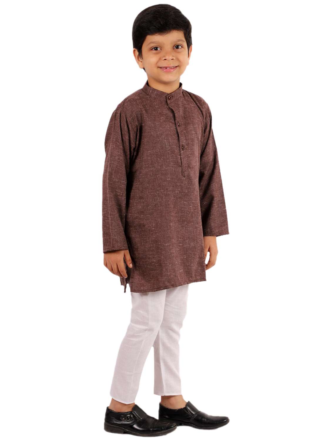 brown solid kurta set - 18221772 -  Standard Image - 1