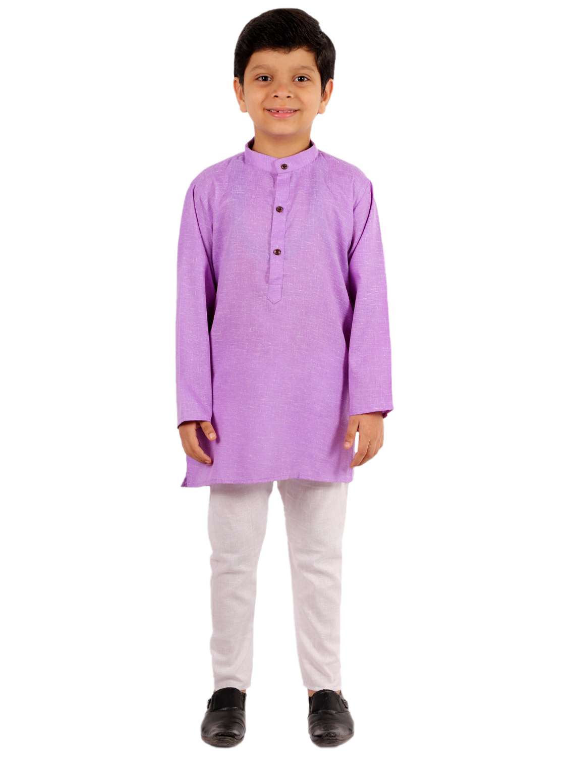 purple solid kurta set