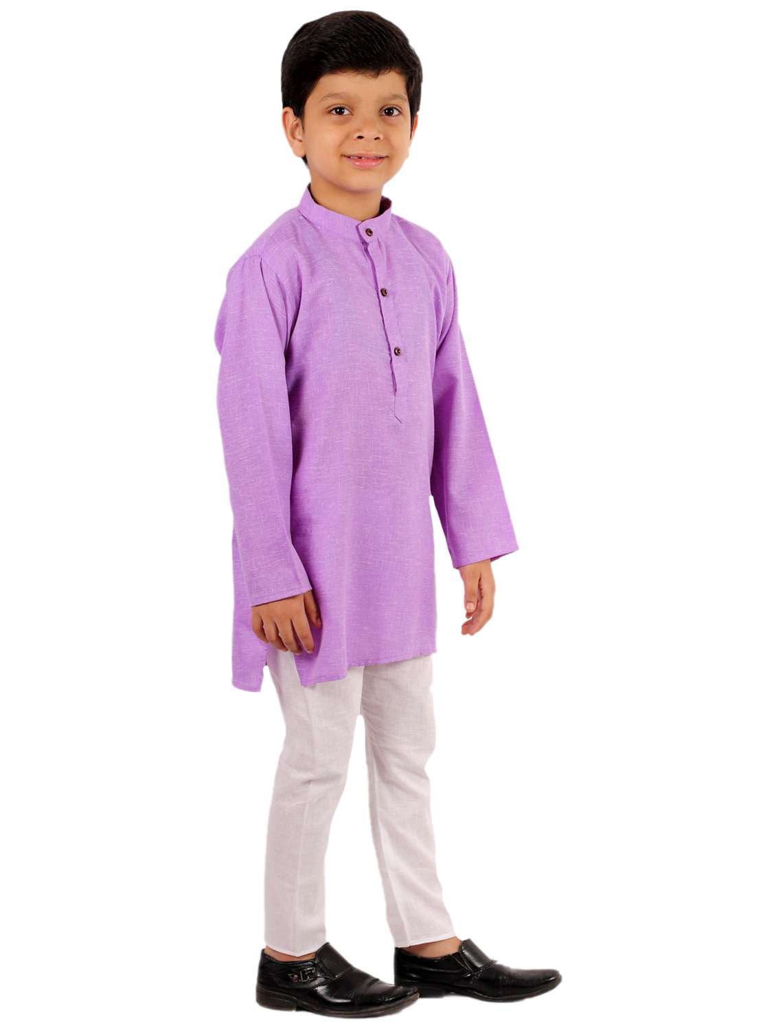 purple solid kurta set - 18221776 - Standard Image - 1