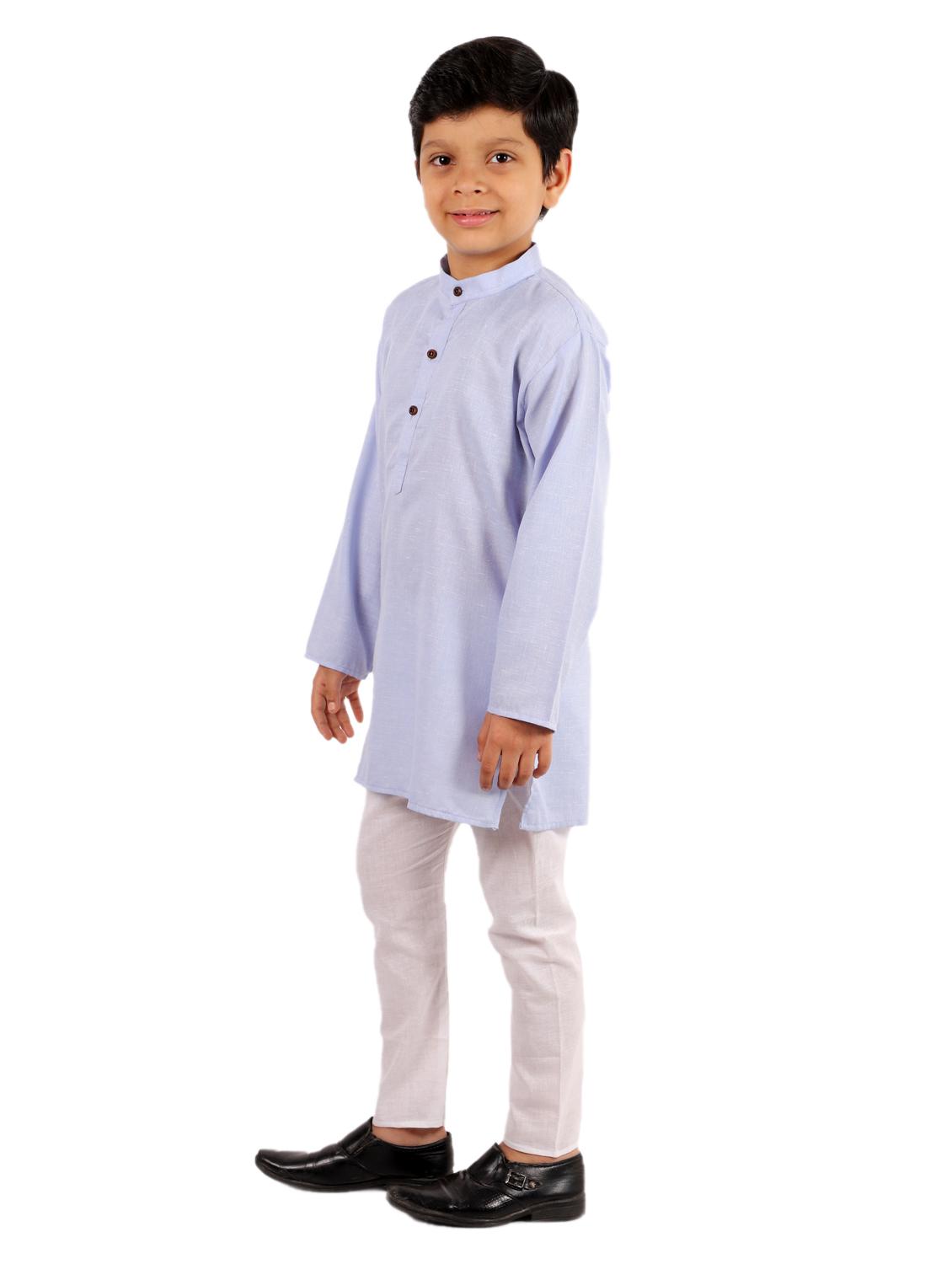 light blue solid kurta set - 18221778 - Standard Image - 1