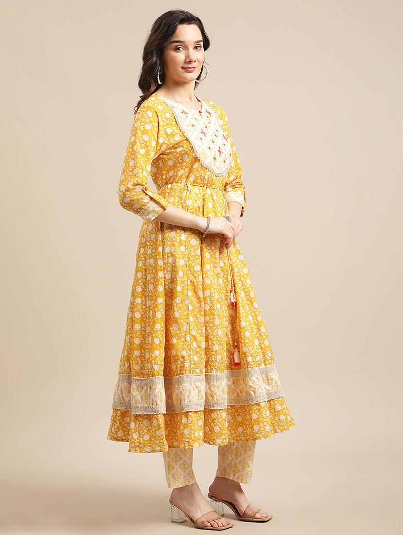 yellow cotton kurta pant  set - 18223891 -  Standard Image - 1