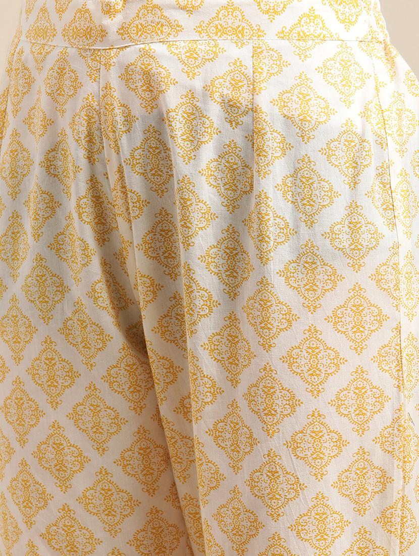 yellow cotton kurta pant set - 18223891 - Standard Image - 4