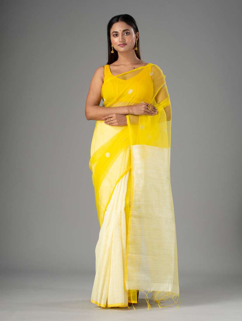 yellow silk saree with blouse - 18224678 - Standard Image - 1