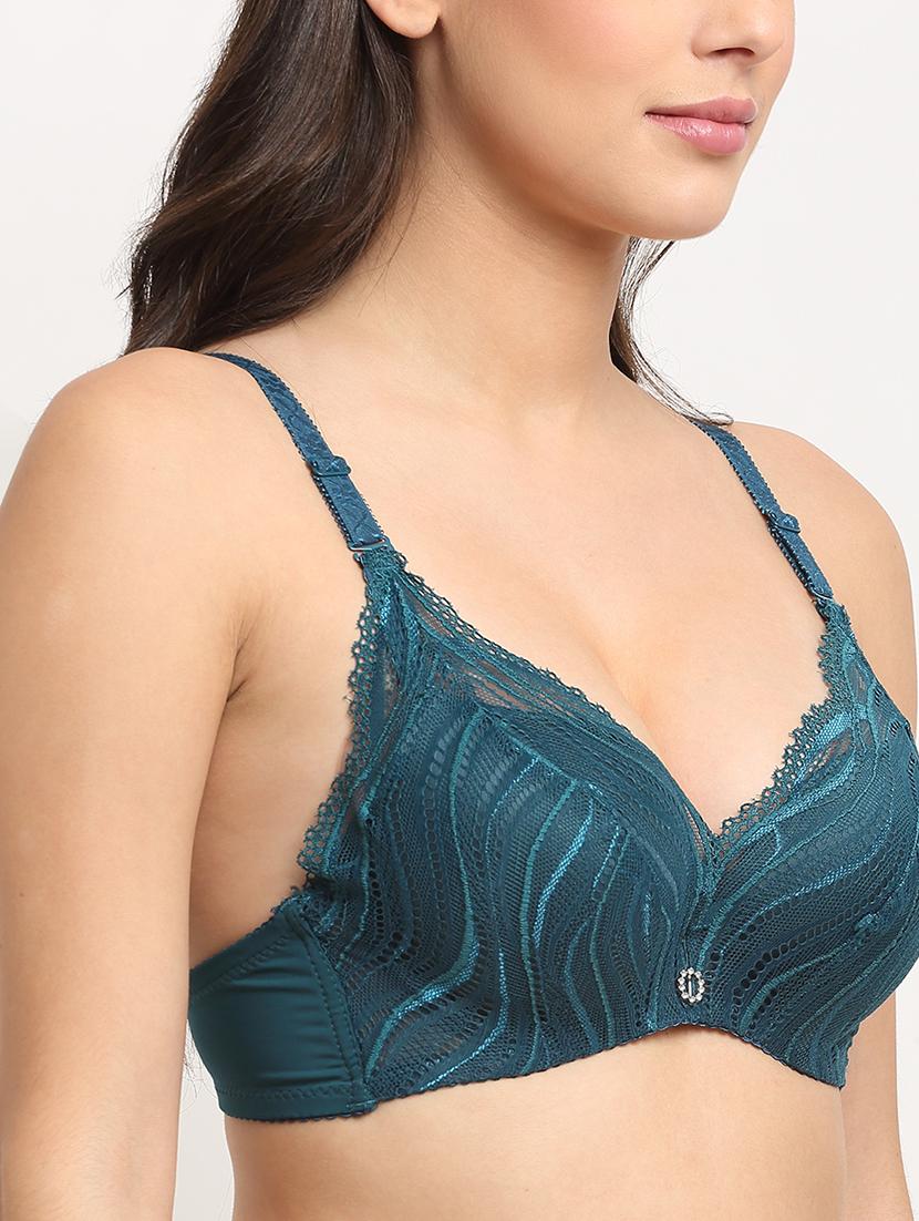 green solid bras and panty set - 18225014 - Standard Image - 4
