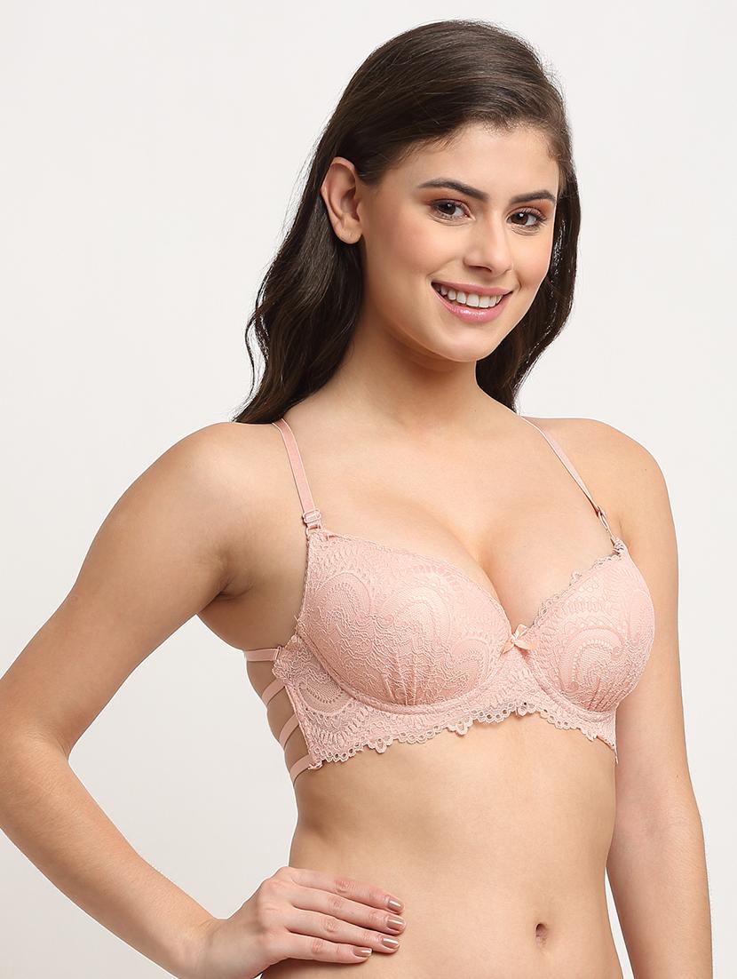 pink solid plunge bra - 18225057 -  Standard Image - 1