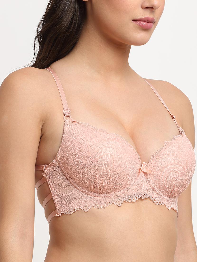 pink solid plunge bra - 18225057 - Standard Image - 4