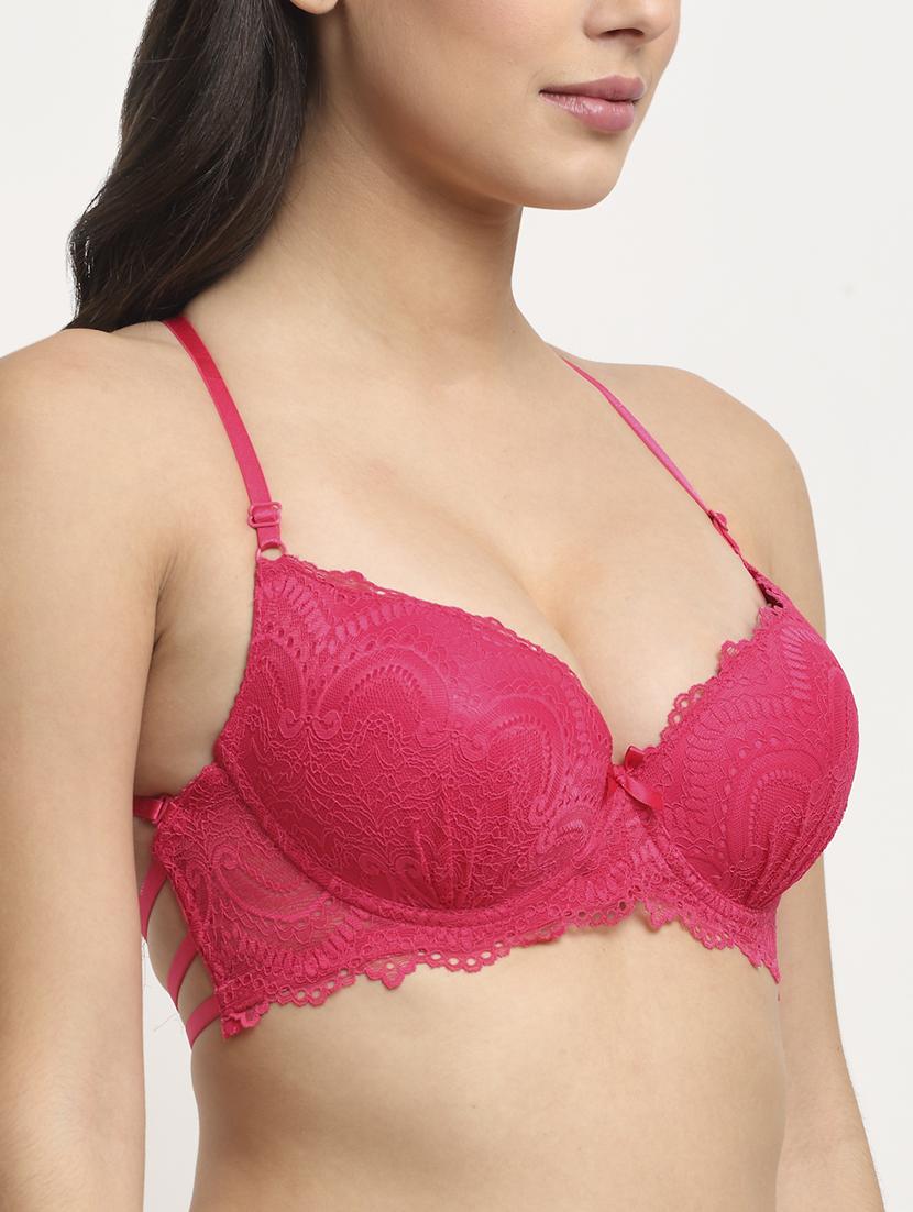 pink solid plunge bra - 18225063 - Standard Image - 4
