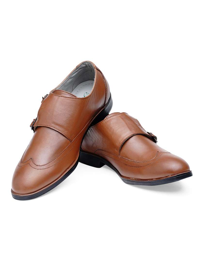 tan leather slip on formal shoes - 18225109 -  Standard Image - 1