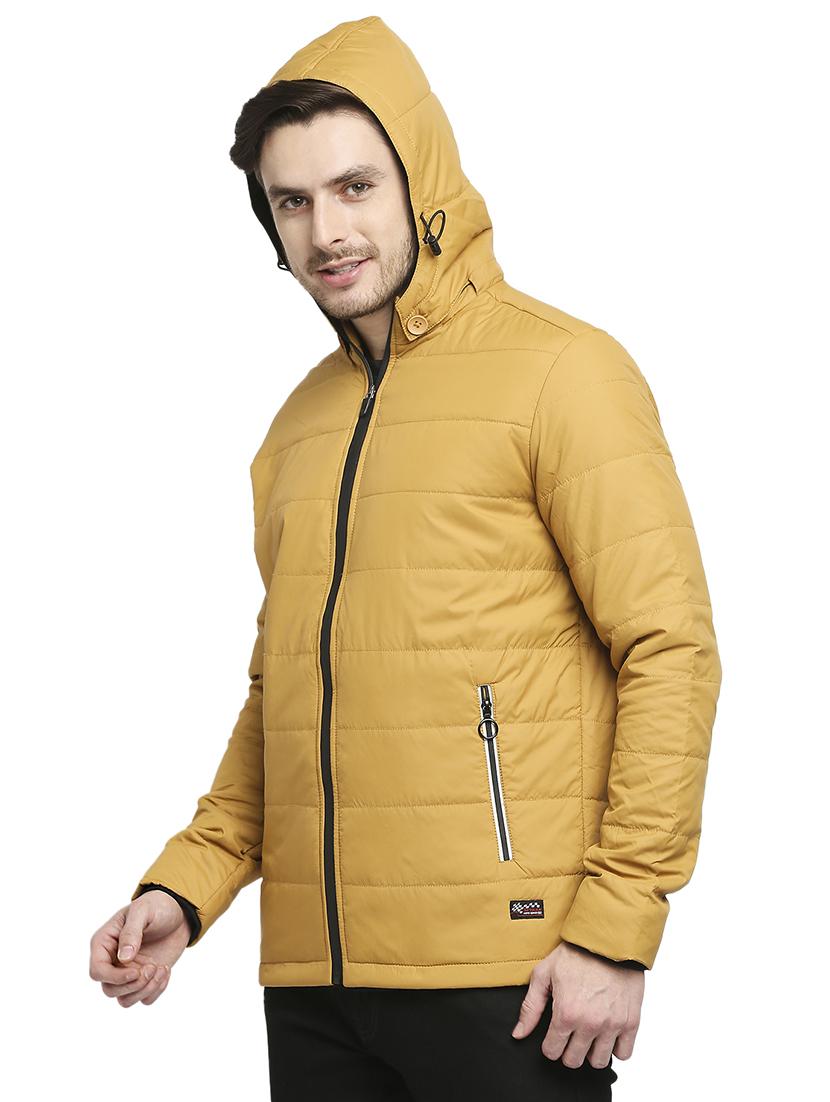 yellow solid hooded quilted jacket - 18225978 - Standard Image - 1