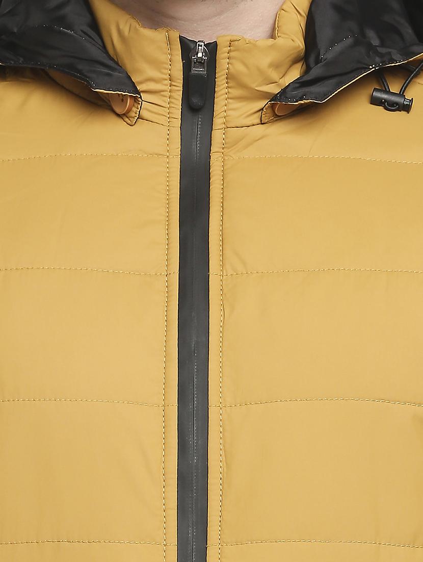 yellow solid hooded quilted jacket - 18225978 - Standard Image - 4
