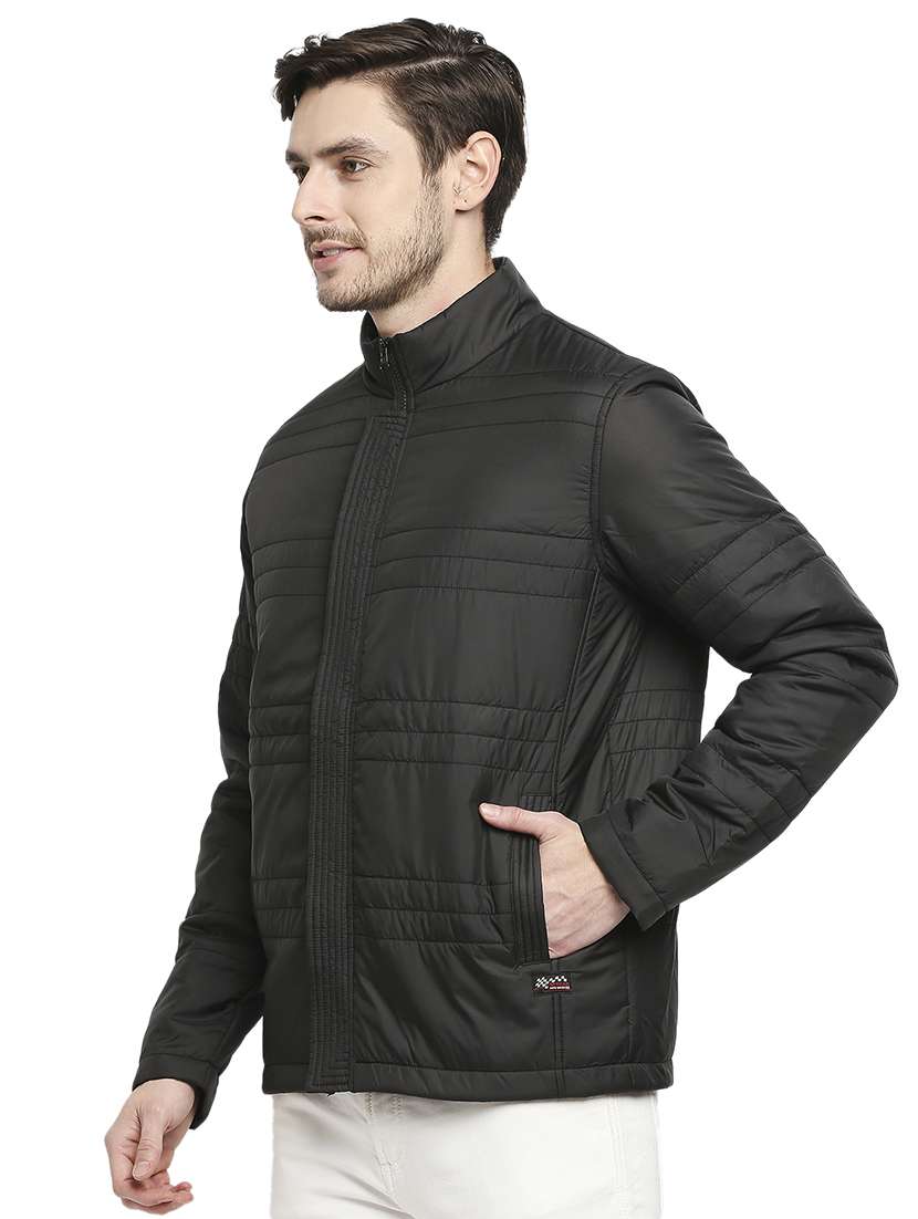 black solid quilted jacket - 18225981 - Standard Image - 1