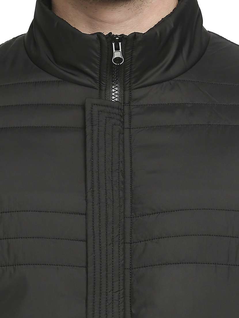 black solid quilted jacket - 18225981 - Standard Image - 4
