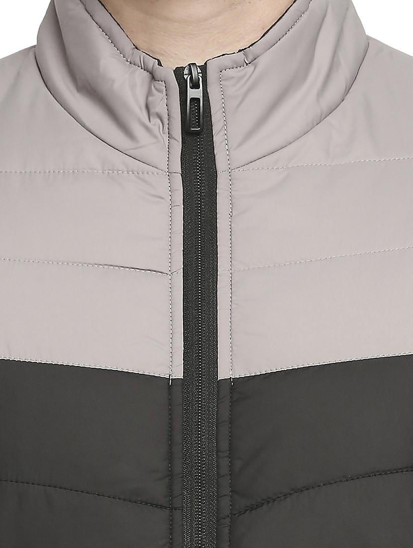 black color-blocked quilted jacket - 18225991 - Standard Image - 4