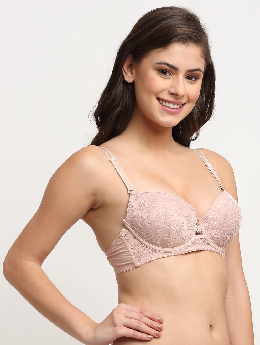 pink solid plunge bra - 18226046 -  Standard Image - 1