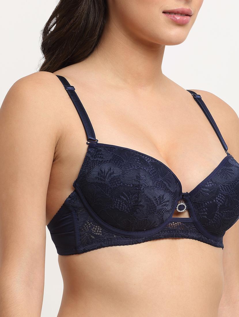 blue solid plunge bra - 18226047 - Standard Image - 4
