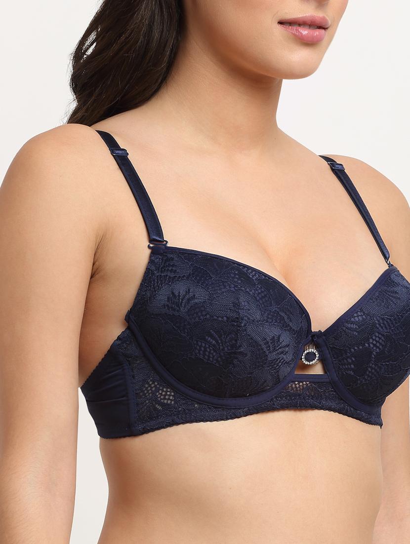 blue solid bras and panty set - 18226051 - Standard Image - 4