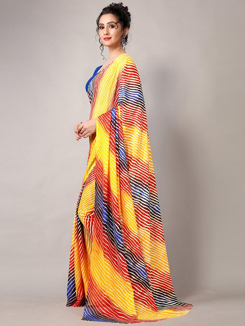 blue georgette printed saree with blouse - 18226315 -  Standard Image - 1